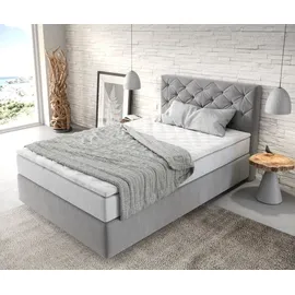 DeLife Boxspringbett Dream-Great 120x200 cm Mikrofaser Grau mit TFK Matratze und Visco Topper - Grau