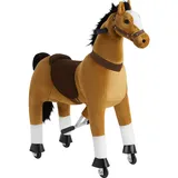 Tectake tectake® Schaukelpferd auf Rollen, verschiedene Größen, realistisches Design, leichtgängig, hohe Belastbarkeit, rutschfeste Gummigriffe und -pedale