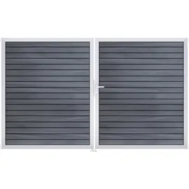 GROJA Doppeltor 300 x 180 cm Steingrau/Aluminium