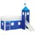 Homestyle4u Hochbett mit Rutsche, Turm und Vorhang blau