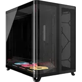 Corsair AIR 5400 LX-R RGB iCUE LINK Dreifach-Kammer-Mid-Tower PC-Gehäuse – 3X Vorinstallierte Reverse-Rotor LX-R RGB-Lüfter, Luftkanäle für Starke Kühlung, Reverse Motherboard-Unterstützung – Schwarz