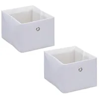 Relaxdays Aufbewahrungsbox, kleine Ordnungsbox aus Stoff, 2er-Set, HBT: 16