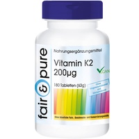 Fair & Pure® - Vitamin K2 200mcg - natürliches Menaquinon MK-7 - vegan - 180 Tabletten - Großpackung für 6 Monate