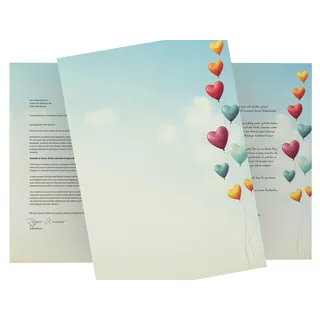 Briefpapier DIN A4 „Love is in the air“ 100 Blatt – Motivpapier mit Herzen, 90g/m2, für Drucker & Hand, für Liebesbriefe, Einladungen, Speisekarten