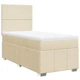 vidaXL Boxspringbett mit Matratze Creme 90x200 cm Stoff