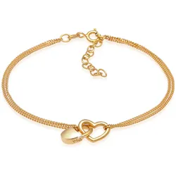 Armband ELLI "Herz Liebe Schloss Verbundenheit 925 Silber" Gr. 16, gold, Armbänder, Damen, 16cm, ohne Stein, Silber 925 (Sterlingsilber)