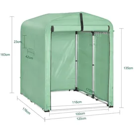 SoBuy Fahrradgarage wetterfest für 1-2 Fahrräder mit UV-Schutz grün 120x163x176 cm