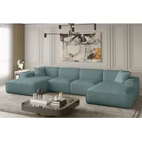 Kaiser Möbel Ecksofa U Eckcouch 379cm PULA stoff Scala Blau - Blau