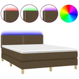 vidaXL Boxspringbett mit Matratze & LED Dunkelbraun 140x200 cm Stoff