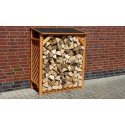Brennholzlager Sassnitz - Kaminholzregal aus Kiefer – Holzregal für Holz Lagerung - Kaminholz Aufbewahrung für den Garten