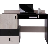 Stylefy Schreibtisch Sirius (Computertisch, Bürotisch), mit Schubladen, aus Holzwerkstoff, viel Stauraum, Modern Design beige|schwarz