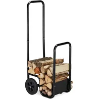 Relaxdays Kaminholzwagen Stahl 43 x 40 x 110 cm Schwarz