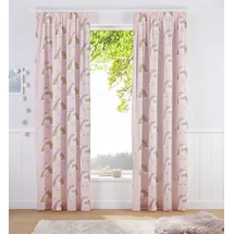 OTTO home Gardine OTTO HOME "EINHORN" Gr. 1, pink, B:135cm H:145cm, Baumwolle, Polyester, Gardinen, Gardine, Kindergardine, bedruckt, halbtransparent, Einhörner, Regenbogen