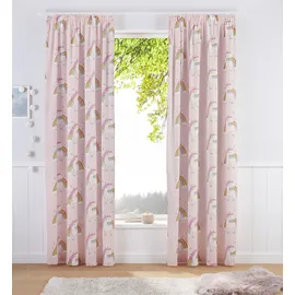 OTTO home Gardine OTTO HOME "EINHORN" Gr. 1, pink, B:135cm H:145cm, Baumwolle, Polyester, Gardinen, Gardine, Kindergardine, bedruckt, halbtransparent, Einhörner, Regenbogen