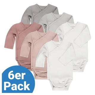 LaLoona Wickelbody Langarm 6er Pack - Beere Grau - Gr. 62/68