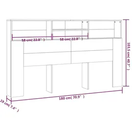 vidaXL Bett-Kopfteil mit Ablagen Weiß 180x19x103,5 cm