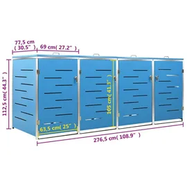 vidaXL Mülltonnenbox für 4 Tonnen 276,5 x 77,5 x 115,5 cm blau