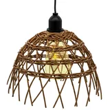 Spetebo LED Pendelleuchte in Weide Optik warm weiß mit Timer - 23 cm - Hängeleuchte im Rattan Design für Außen und Innen