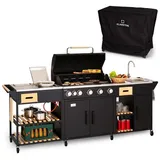 Klarstein Gasgrill für Camping Balkon Garten, Grill mit 6 Brenner, 20400W Edelstahl-Gasgrill, Outdoor Gasgrill mit Seitenbrenner, Gas Grill Kombig...