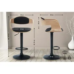 CLP Barhocker Kingston natura/schwarz/Stoff