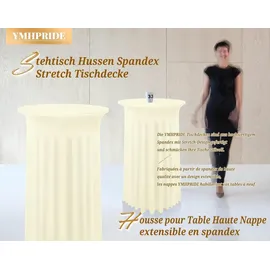 luxuskollektion 2er-Set Stretch Stehtisch-Husse Elfenbein Ø 80-85cm Spandex Tischdecke