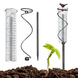 MOERAE Regenmesser für Garten, 17cm Outdoor Regenmesser mit Metall-Erdspieß und Skala, Glas-Regenmesser Abnehmbarer Niederschlagsmesser, Spiral Regenmesser Deko für Garten Rasen Terrasse(550ml)