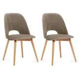 Konsimo Stuhl 2-tlg Velours-sitz Wohnzimmerstühl Bürostuhl 'tino', Beige, Stoff/holz, Scandinavian, 48x86x44 Cm - Konsimo