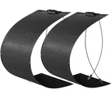 Solarpanel Flexibel 200W 12V, Flexibles Solarpanel Schmal Lang Schwarz, Solarmodul Flexibel Wohnmobil für 12V Batterien Balkon, Solaranlage für Flachdach Wohnwagen Boot Pv Module