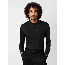 Desoto Langarmhemd "Jerseyhemd Essential Hai langarm", Herren, Gr. 40, N-Gr, schwarz (solid schwarz), Jersey, Obermaterial: 100% Baumwolle, körpernah, 1-Knopf-Manschette, Hemden, Flexibler Stretch