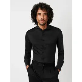 Desoto Langarmhemd "Jerseyhemd Essential Hai langarm", Herren, Gr. 40, N-Gr, schwarz (solid schwarz), Jersey, Obermaterial: 100% Baumwolle, körpernah, 1-Knopf-Manschette, Hemden, Flexibler Stretch