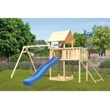 Karibu Woodfeeling Gmbh Karibu Spielturm Lotti Doppelschaukel Anbauplattform Netzrampe Rutsche Blau