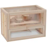 furnicato Kleintierkäfig Nagerkäfig Holz 60x35x42 cm beige