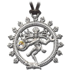 Adelia ́s Amulett Anhänger Indische Symbole Talisman, Shiva Nataraja – Fruchtbarkeit silberfarben