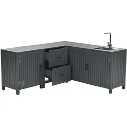 Gardissimo RUDOLF Alu Outdoor Küche inkl. Spüle wetterfest carbon black