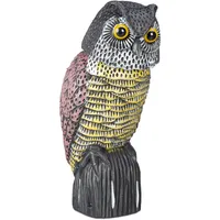 Relaxdays Vogelschreck Eule, mit Wackelkopf, stehende Dekofigur, Taubenschreck für Garten, Balkon, Terrasse, mehrfarbig