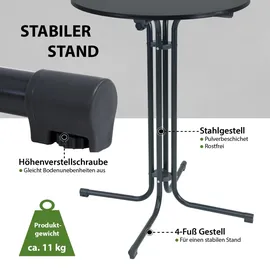 Trutzholm Stehtisch klappbar Ø 80 cm Anthrazit/Beige