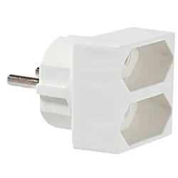 BACHMANN Euro-Doppelstecker, 1x Schutzkontakt-Stecker, 2x Euro-Buchse