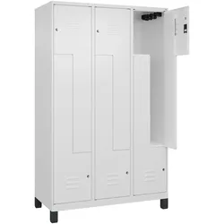 C+P Z-Spind Classic PLUS, Füßen, 6 Abteile, HxBxT 195x120x50cm, Zylinderschloss, Verkehrsweiß von PROREGAL