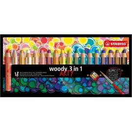 Stabilo woody 3 in 1 ARTY 18er Pack mit Spitzer und Pinsel