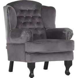 GUTMANN FACTORY Ohrensessel GUTMANN FACTORY "New Barock", grau, B:87cm H:107cm T:96cm, Sessel, Ohrensessel