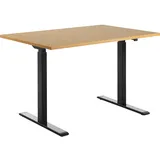 TOPSTAR E-Table elektrisch höhenverstellbarer Schreibtisch buche rechteckig, T-Fuß-Gestell schwarz 120,0 x 80,0 cm