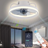 Deckenventilator mit Beleuchtung und APP-Kontrolle, 6 Geschwindigkeite,Reversible Rotation,Smart- Deckenventilator Licht, Lampe mit Ventilator für Schlafzimmer, Wohnzimmer, Küche,55W,4400LM (white)