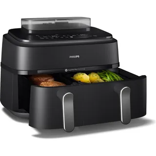Philips 5000 Series Steam Airfryer Dual Basket NA551/00 Schwarz 