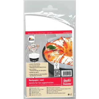 Demmler 3700741020 Backpapier Zuschnitte für Ø 26 & 28 cm Formen, Stück:6 Stück
