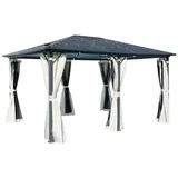 Brast Alu-Pavillon Premium 3,6x4,8m beige inkl. LEDs