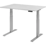 HAMMERBACHER XDKB12 elektrisch höhenverstellbarer Schreibtisch lichtgrau rechteckig, C-Fuß-Gestell silber 120,0 x 80,0 cm