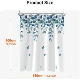 lerores Duschvorhang 180 x 200 cm grün Blätter