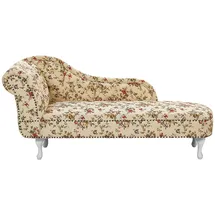 Beliani Chaiselongue Nimes Stoff Blumenmuster linksseitig Holz Chesterfield Style