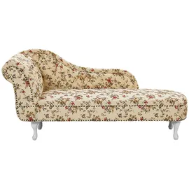 Beliani Chaiselongue Nimes Stoff Blumenmuster linksseitig Holz Chesterfield Style