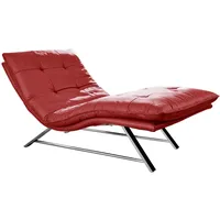 W.Schillig Relaxliege daily dreams Leder 95 x 91 x 170 cm rot mit Kissen